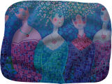 Girls who love flowers, Paintings, Abstract, Fine Art, People, Acrylic, Canvas, By Nguyen Chi Nguyen