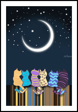Cat poster-Starry night, Digital Art / Computer Art, Pop Art, Animals, Canvas, By Mandeep bank Kour