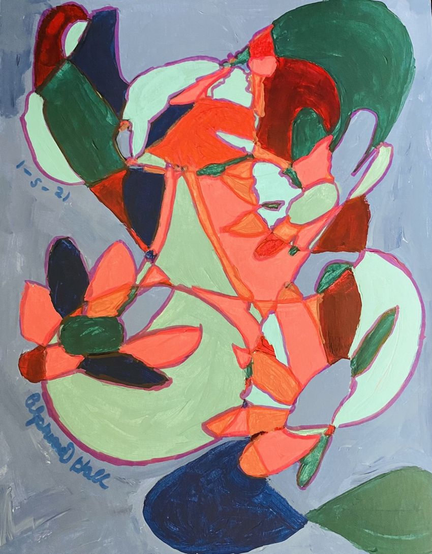 Balloons and Flowers, Decorative Arts, Abstract, Botanical, Acrylic, By Alpheria Hall