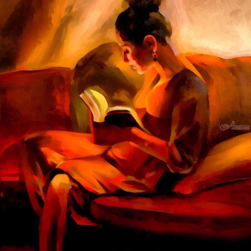 The night owl lady, Decorative Arts, Digital Art / Computer Art, Illustration, Paintings, Poster, Expressionism, Impressionism, Daily Life, Decorative, People, Portrait, Digital, Oil, Painting, By Bachir Reddioui