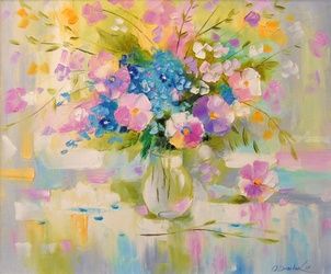 Tenderness, Paintings, Impressionism, Botanical,Floral, Canvas,Oil,Painting, By Olha   Darchuk