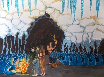 A pic in the action of<br>solidarity, Paintings, Expressionism,Fine Art,Surrealism,Symbolism, Fantasy,People,Spiritual, Acrylic, By Lazaro Hurtado Atienza