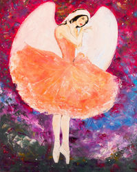 Angel Ballerina, Paintings, Impressionism, Music, Canvas, By Natalia Shchipakina