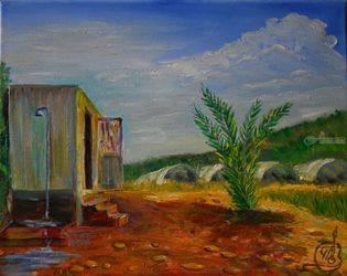 Beach Cabin in Sicily, Paintings, Realism, Landscape, Canvas,Oil, By Igor Pozdnyakov