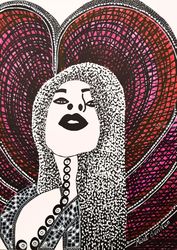 Visual art painters Israeli<br>woman Mirit Ben-Nun decorative<br>modern art, Paintings, Abstract, People, Ink, By Mirit Ben-Nun