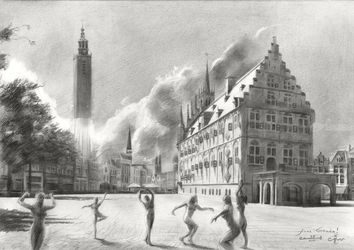 Free Gouda! – 25-08-18, Drawings / Sketch, Surrealism, Anatomy,Cityscape,Dance,Figurative,Inspirational,Landscape,Nudes, Pencil, By Corne Akkers