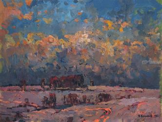 Frosty winter day, Paintings, Impressionism,Realism, Landscape, Oil, By Vasily Belikov