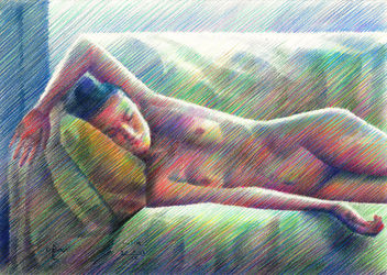 Julia – 11-09-18, Drawings / Sketch, Abstract,Cubism,Fine Art,Impressionism,Realism,Surrealism, Anatomy,Erotic,Figurative,Inspirational,Nudes,People, Pencil, By Corne Akkers