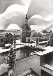 Leidschendam – 01-09-18<br>(sold), Drawings / Sketch, Abstract,Cubism,Fine Art,Futurism,Impressionism,Realism,Surrealism, Cityscape,Figurative,Inspirational, Pencil, By Corne Akkers