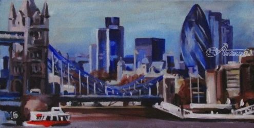 London, Paintings, Fine Art,Pop Art,Realism, Architecture,Cityscape,Landscape,Window on the World, Acrylic,Canvas, By Kateryna Bortsova