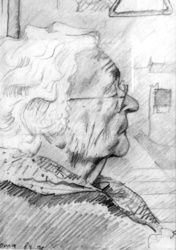 Oma (1991) (My grandmother<br>Marie Kersten-Kuster), Drawings / Sketch, Fine Art,Impressionism,Realism, Anatomy,Composition,Inspirational,People,Portrait, Pencil, By Corne Akkers