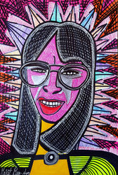 Portraits Israeli woman Mirit<br>Ben-Nun decorative modern art, Paintings, Expressionism, People, Ink, By Mirit Ben-Nun