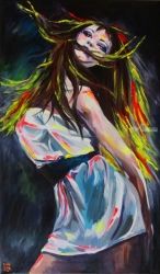 Rhythm of the night, Paintings, Fine Art,Impressionism,Pop Art, Dance,Figurative,People,Portrait, Acrylic,Canvas,Oil,Painting, By Kateryna Bortsova