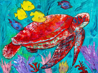 Sea Turtle, Paintings, Impressionism, Animals, Canvas, By Natalia Shchipakina