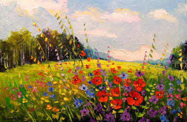 Summer,summer, Paintings, Impressionism, Botanical,Floral,Landscape,Nature, Canvas,Oil,Painting, By Olha   Darchuk