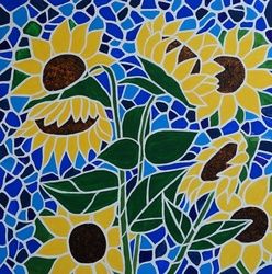Sunflower Saturday, Paintings, Abstract,Expressionism,Fine Art, Botanical,Floral,Landscape, Acrylic,Canvas, By Rachel Olynuk