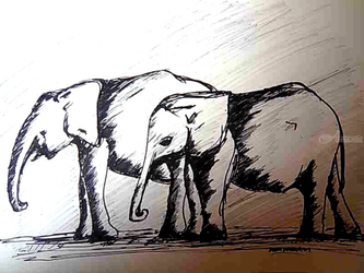 The Couple, Drawings / Sketch, Fine Art, Animals, Pencil, By Artistic  Biplob