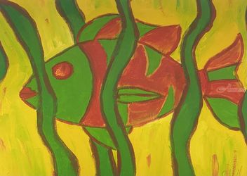 Tropical Waters, Animation, Fine Art, Animals, Acrylic, By Alpheria Hall