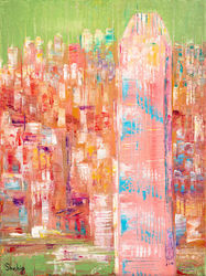 Two International Finance<br>Centre. Hong Kong, Paintings, Abstract, Cityscape, Canvas, By Natalia Shchipakina