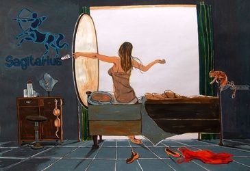 Zodiac series_SAGITARIUS, Paintings, Expressionism,Fine Art,Surrealism, Fantasy,Figurative,People, Acrylic, By Lazaro Hurtado Atienza