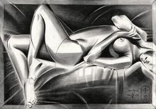 Neo Deco – 09-02-23, Drawings / Sketch, Cubism, Fine Art, Anatomy, Composition, Figurative, Inspirational, Nudes, People, Pencil, By Corne Akkers