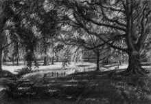 Park Arentsburgh – 20-04-23, Drawings / Sketch, Fine Art, Impressionism, Realism, Figurative, Inspirational, Landscape, Nature, Pencil, By Corne Akkers
